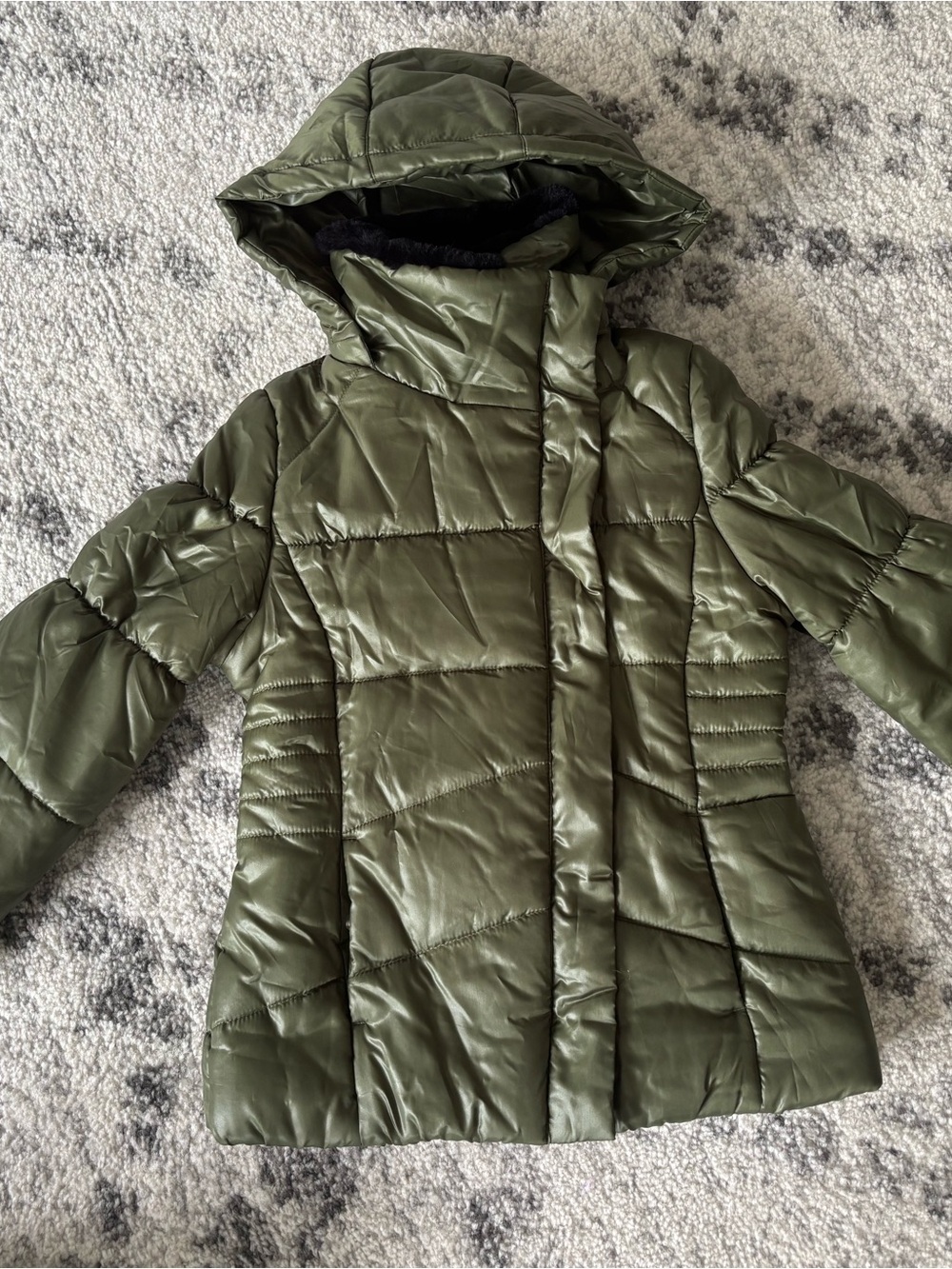 Girls 7/8 Jessica Simpson Olive Hooded Quilted Puffer Coat